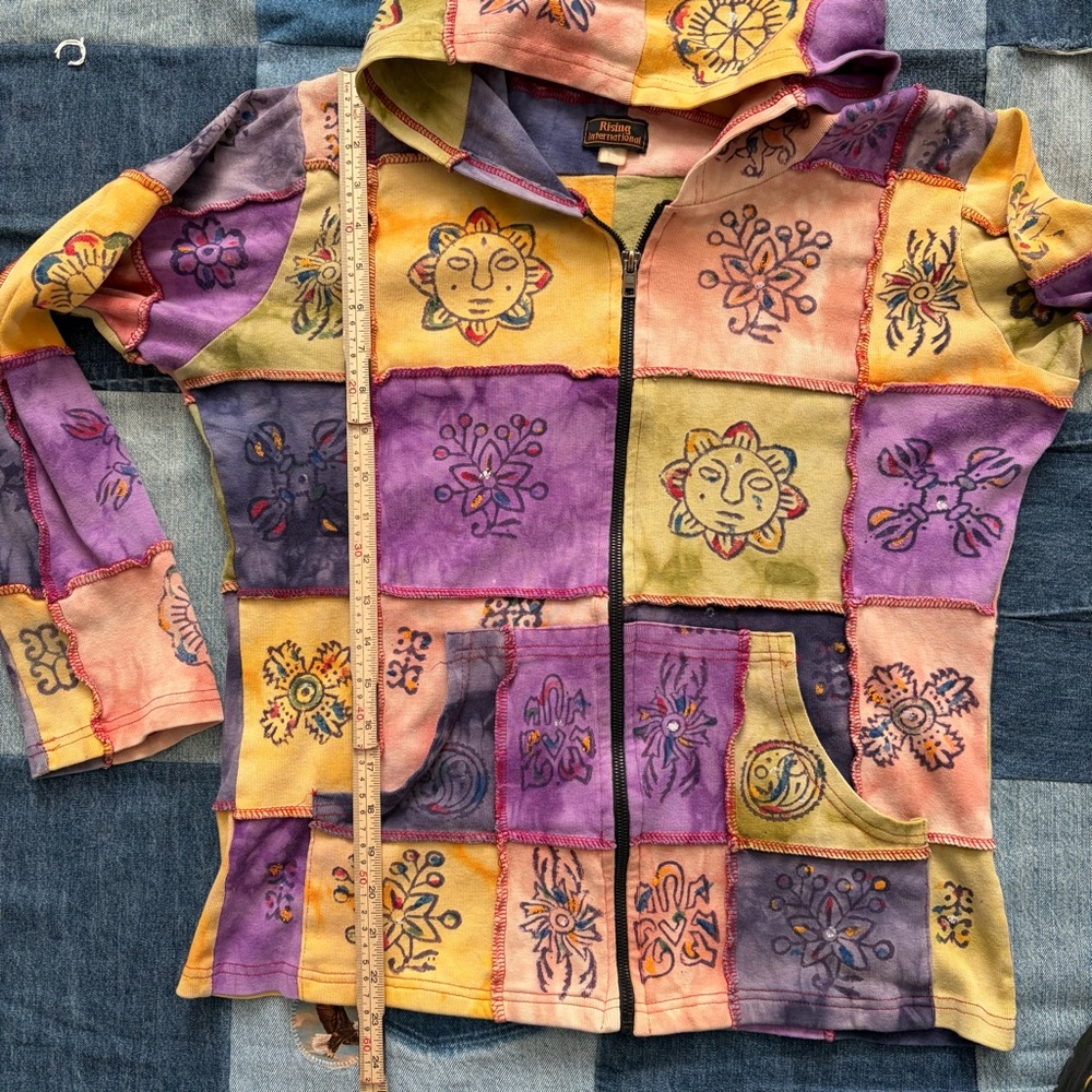 boho sun patchwork rising international zip up ho… - image 7